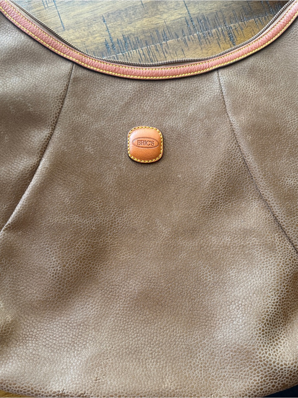Beautiful large leather Brics shoulder saddle bag pebbled/distressed like new.
